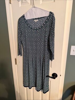 Women’s Green Patterned Scoop Neck Dress